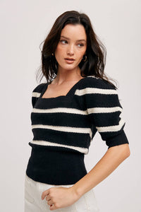 NEW! Sweater Puff Sleeve Top - Black