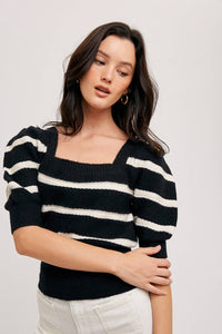 NEW! Sweater Puff Sleeve Top - Black