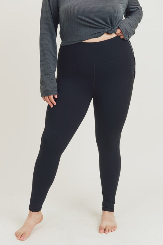 CURVY Essential Leggings w/ mesh pockets - Black