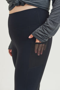 CURVY Essential Leggings w/ mesh pockets - Black