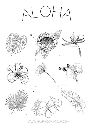 Aloha Flower Coloring Page- Free Printable