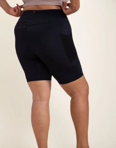 CURVY Selli Sweetheart Zip Bike Shorts- Black