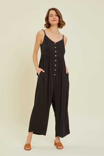 Dayana Button-down Jumpsuit - Black